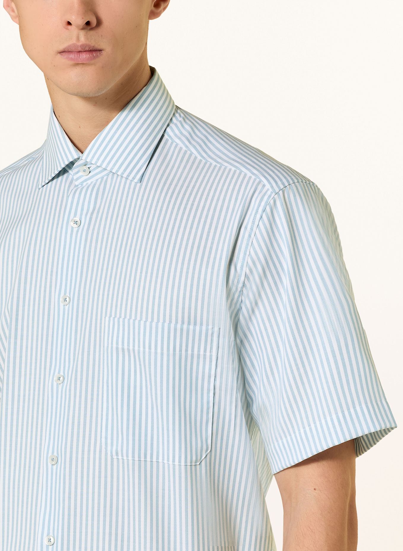 ETERNA Short sleeve shirt comfort fit: BLUE GRAY/ WHITE