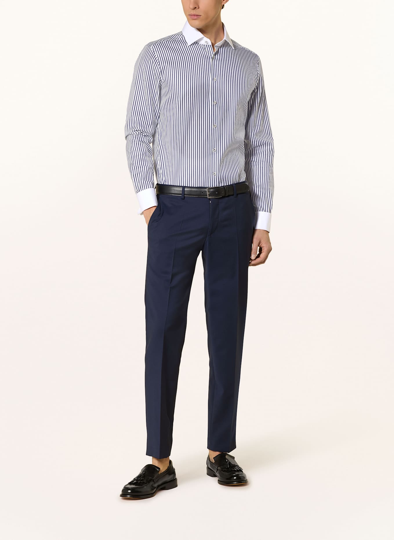 1863 by ETERNA Košile Slim Fit: TMAVĚ MODRÁ / BÍLÁ