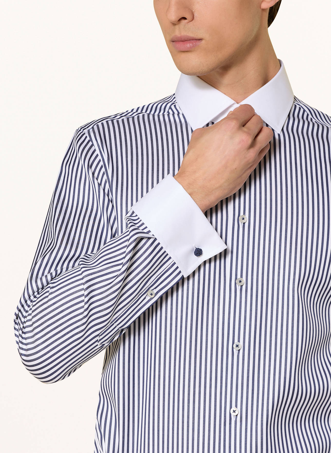 1863 by ETERNA Košile Slim Fit: TMAVĚ MODRÁ / BÍLÁ