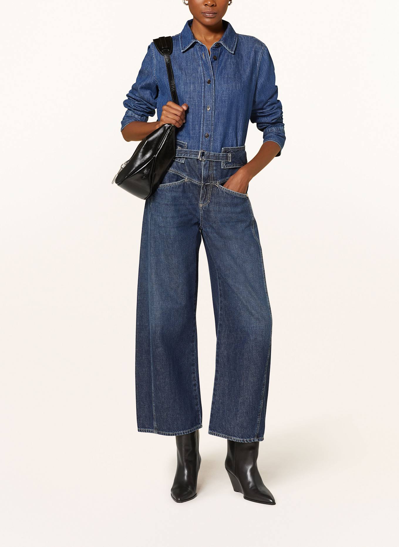 CLOSED Hemdbluse in Jeansoptik mit Cut-out: DUNKELBLAU