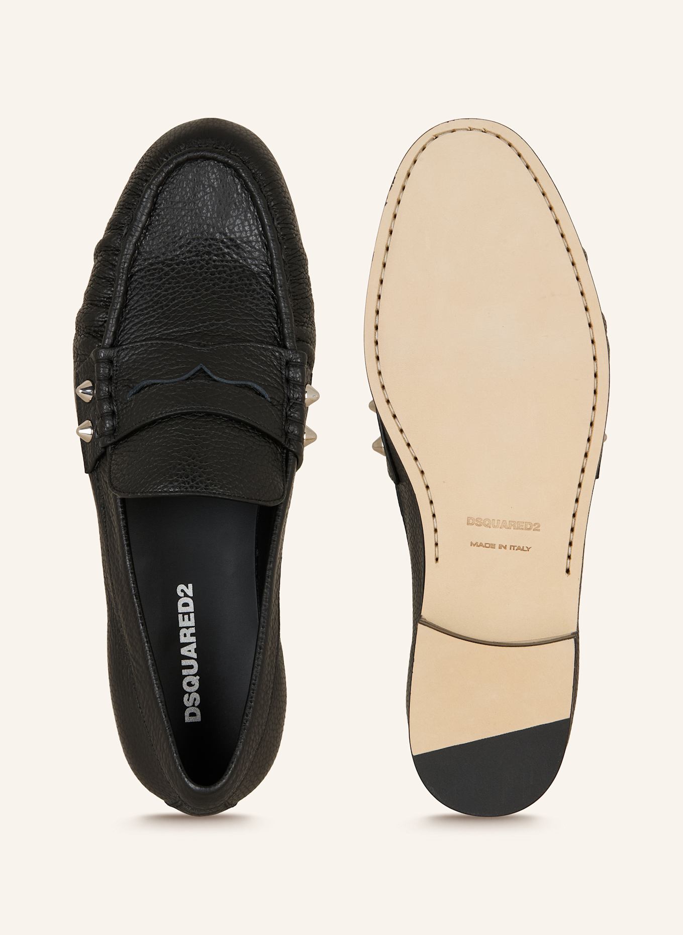 DSQUARED2 Loafers VITELLO BOTTALATO+BORCHIE: SCHWARZ