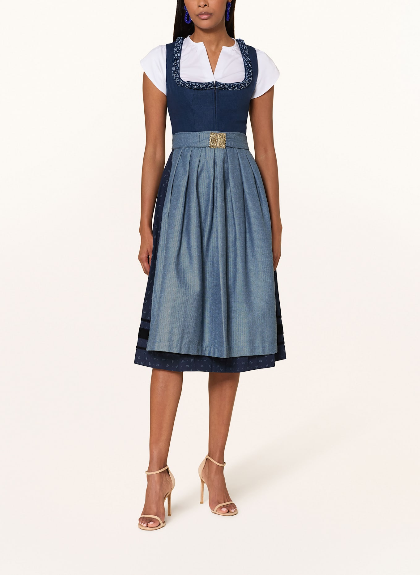 AlpenHERZ Leinendirndl AMANDO: DUNKELBLAU / HELLBLAU