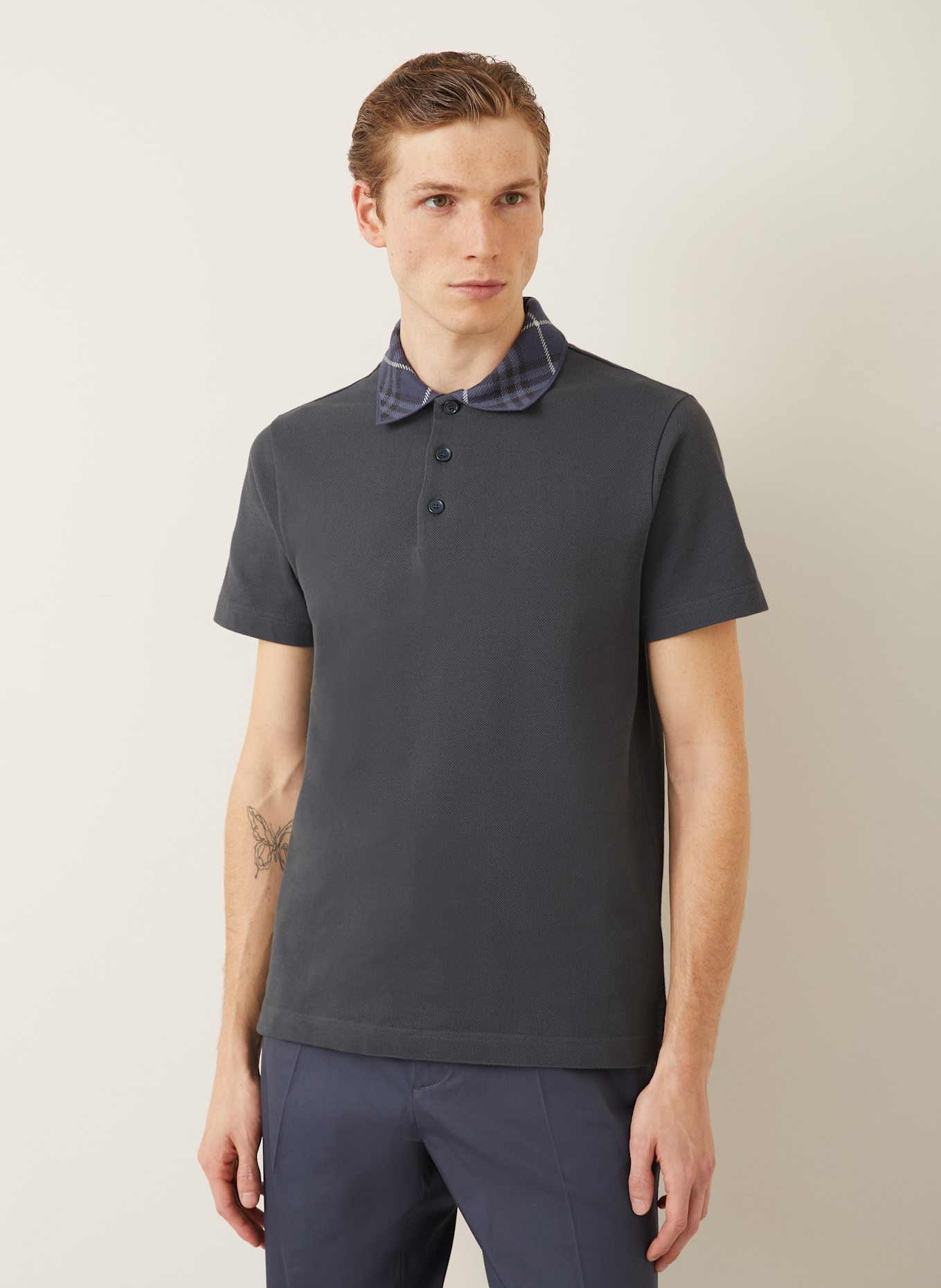 BURBERRY Piqué polo shirt: DARK GRAY