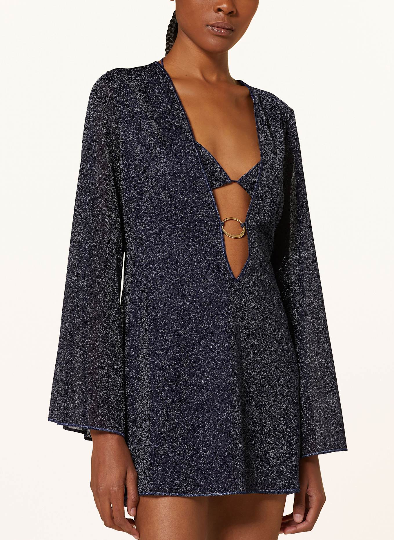 Oséree Sukienka plażowa LUMIERE z błyszczącą przędzą: GRANATOWY