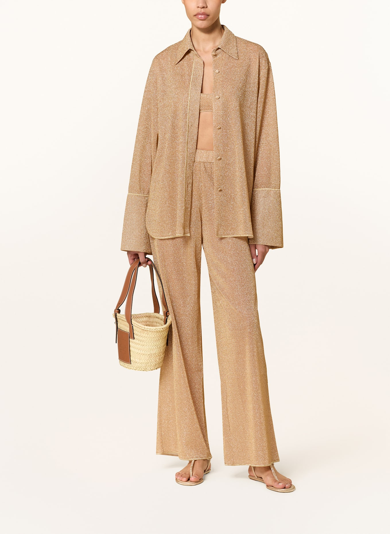 Oséree Hemdbluse LUMIERE mit Glitzergarn: GOLD