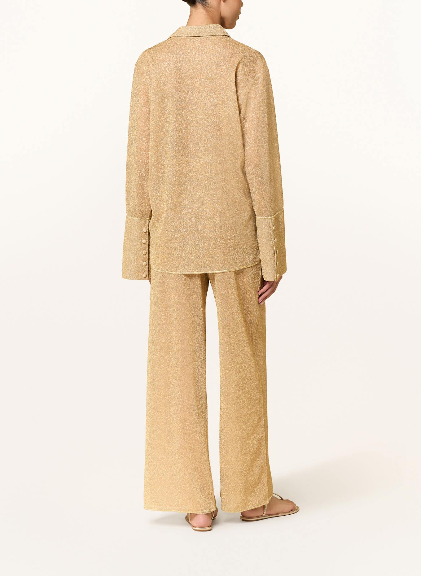 Oséree LUMIERE wide leg trousers with glitter thread: GOLD