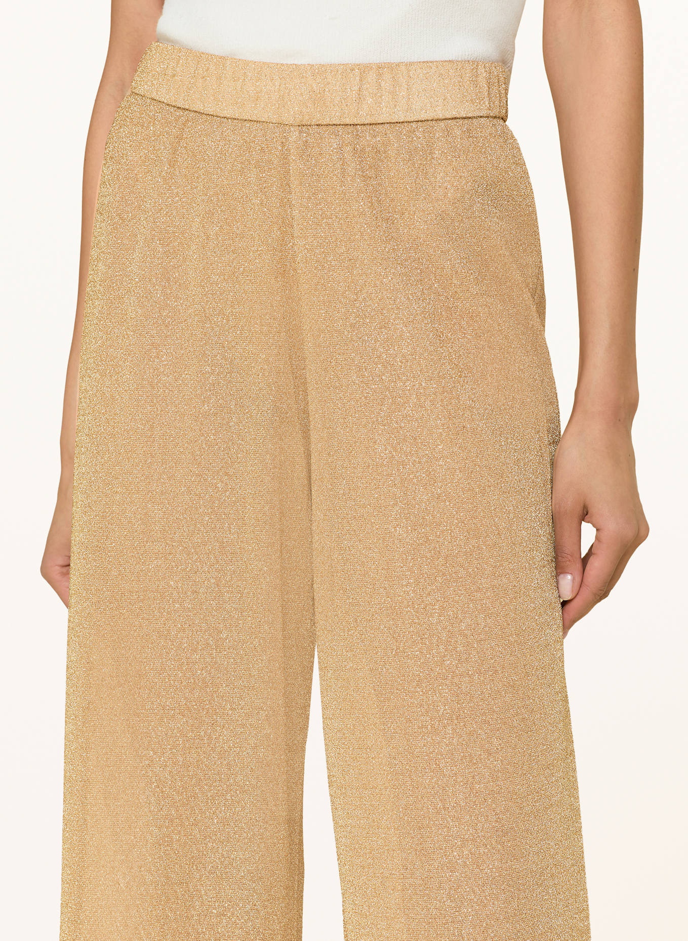 Oséree LUMIERE wide leg trousers with glitter thread: GOLD