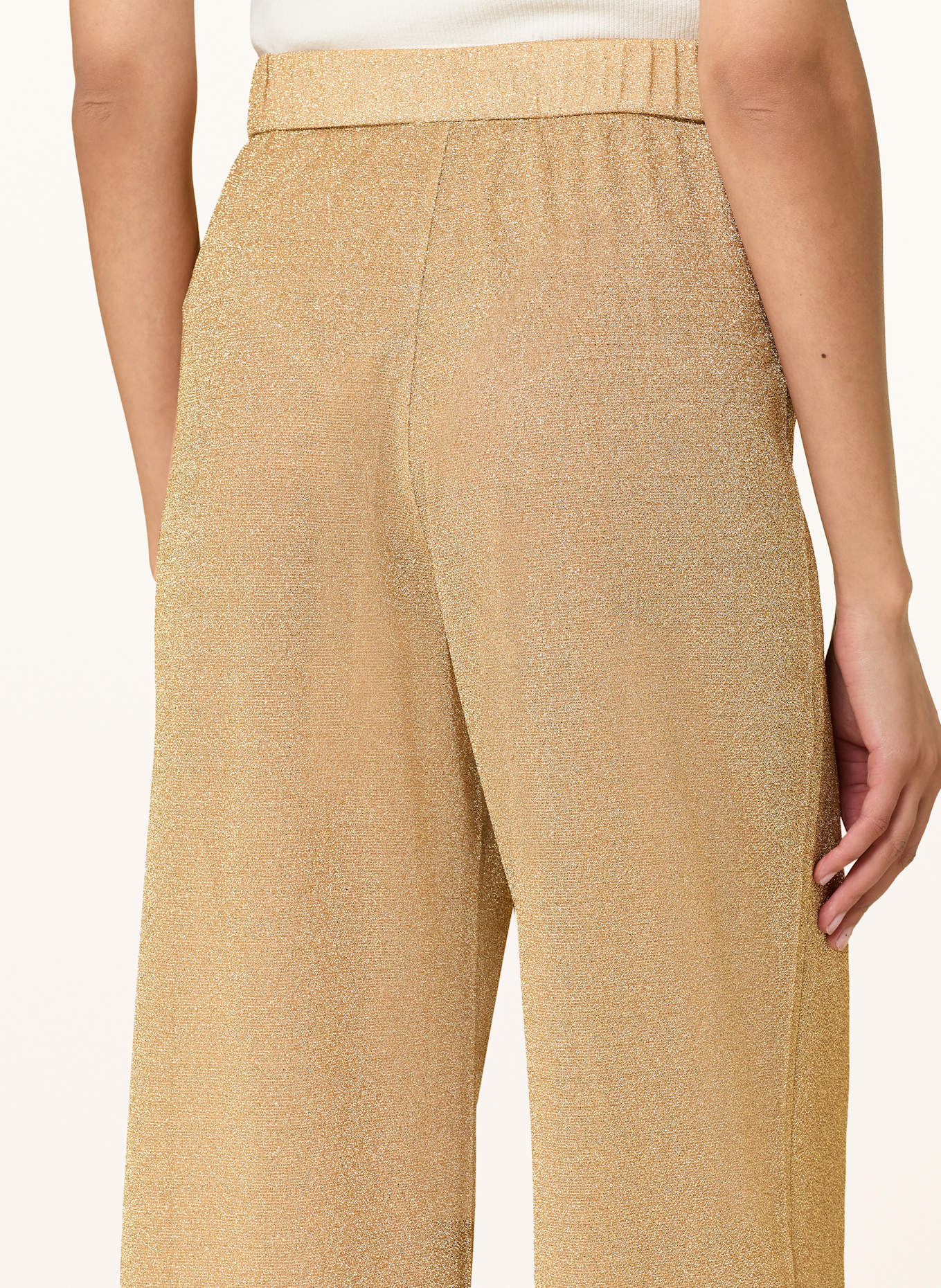 Oséree LUMIERE wide leg trousers with glitter thread: GOLD
