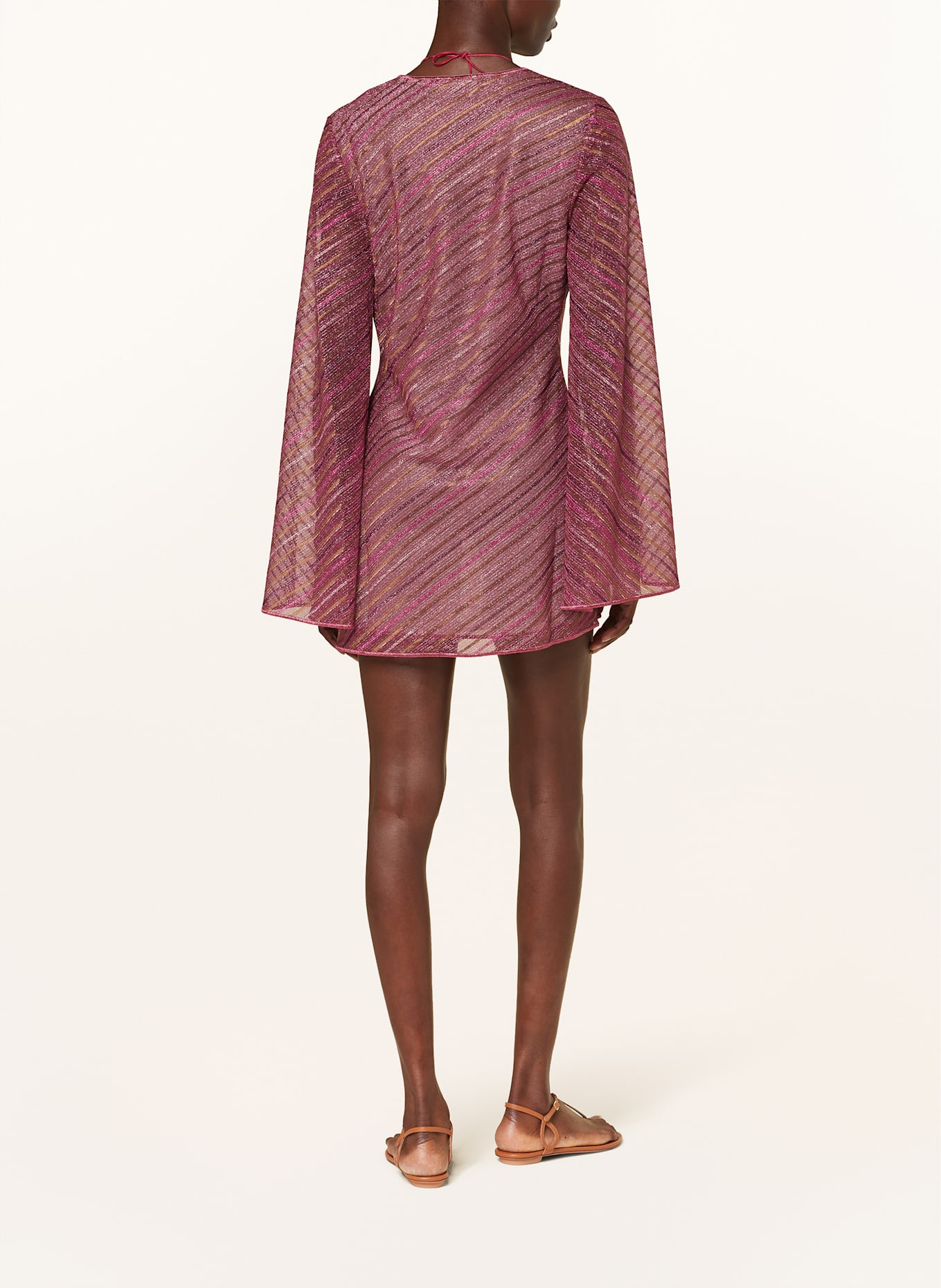 Oséree Strandkleid SHINY STRIPES mit Glitzergarn: NEONPINK / FUCHSIA / COGNAC