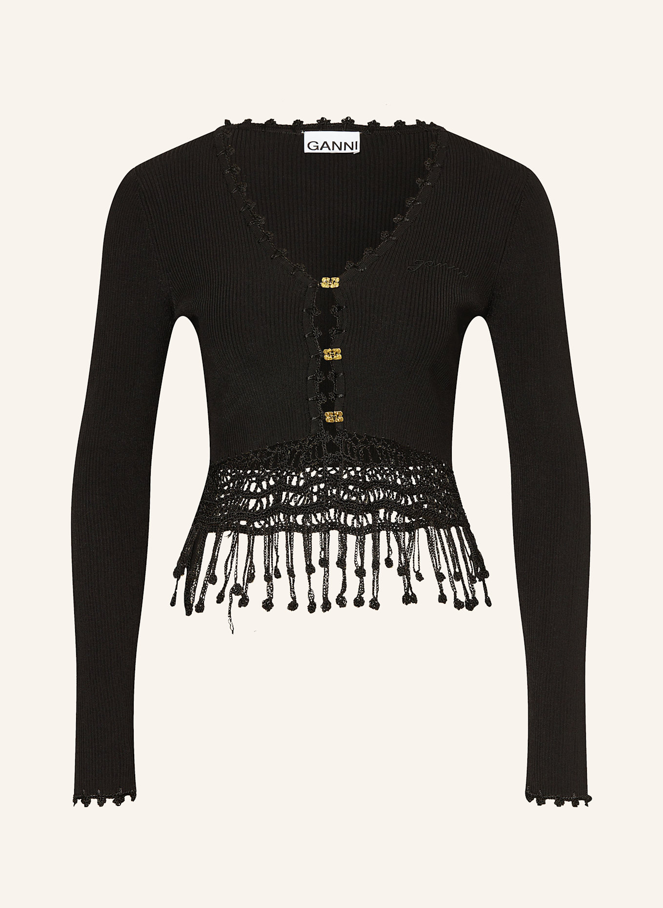 GANNI Strickjacke SHINY, Farbe: SCHWARZ (Bild 1)