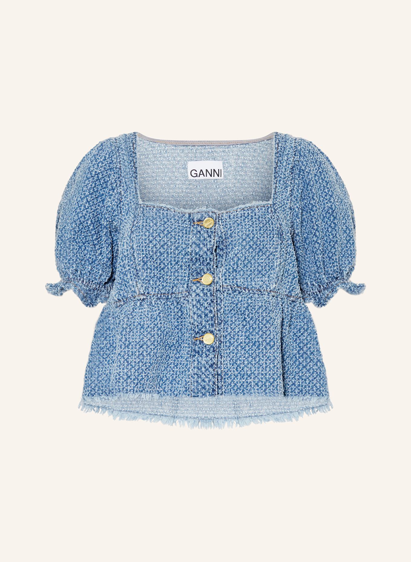 GANNI Jeansbluse: 566 MID BLUE STONE