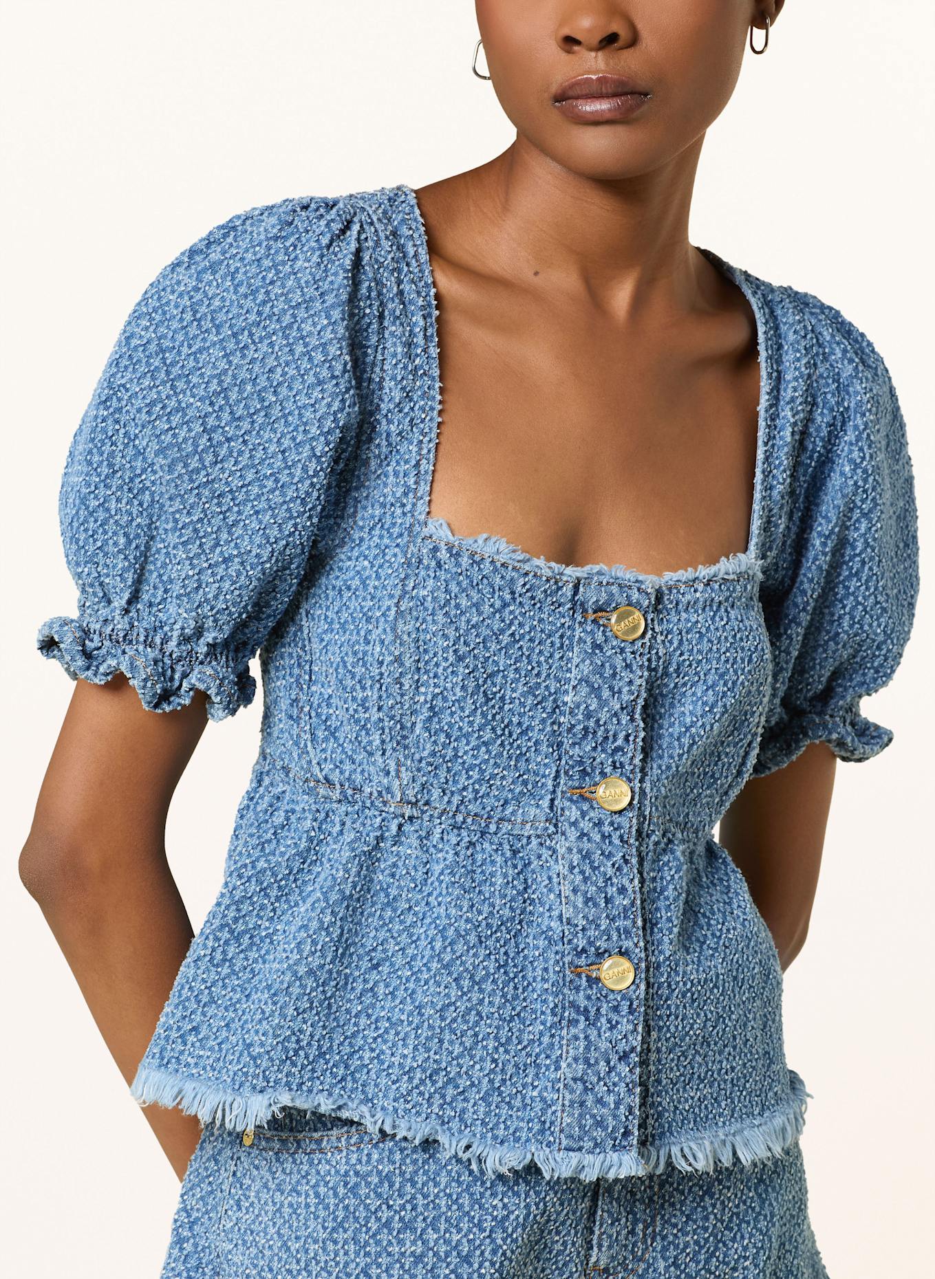 GANNI Jeansbluse: 566 MID BLUE STONE