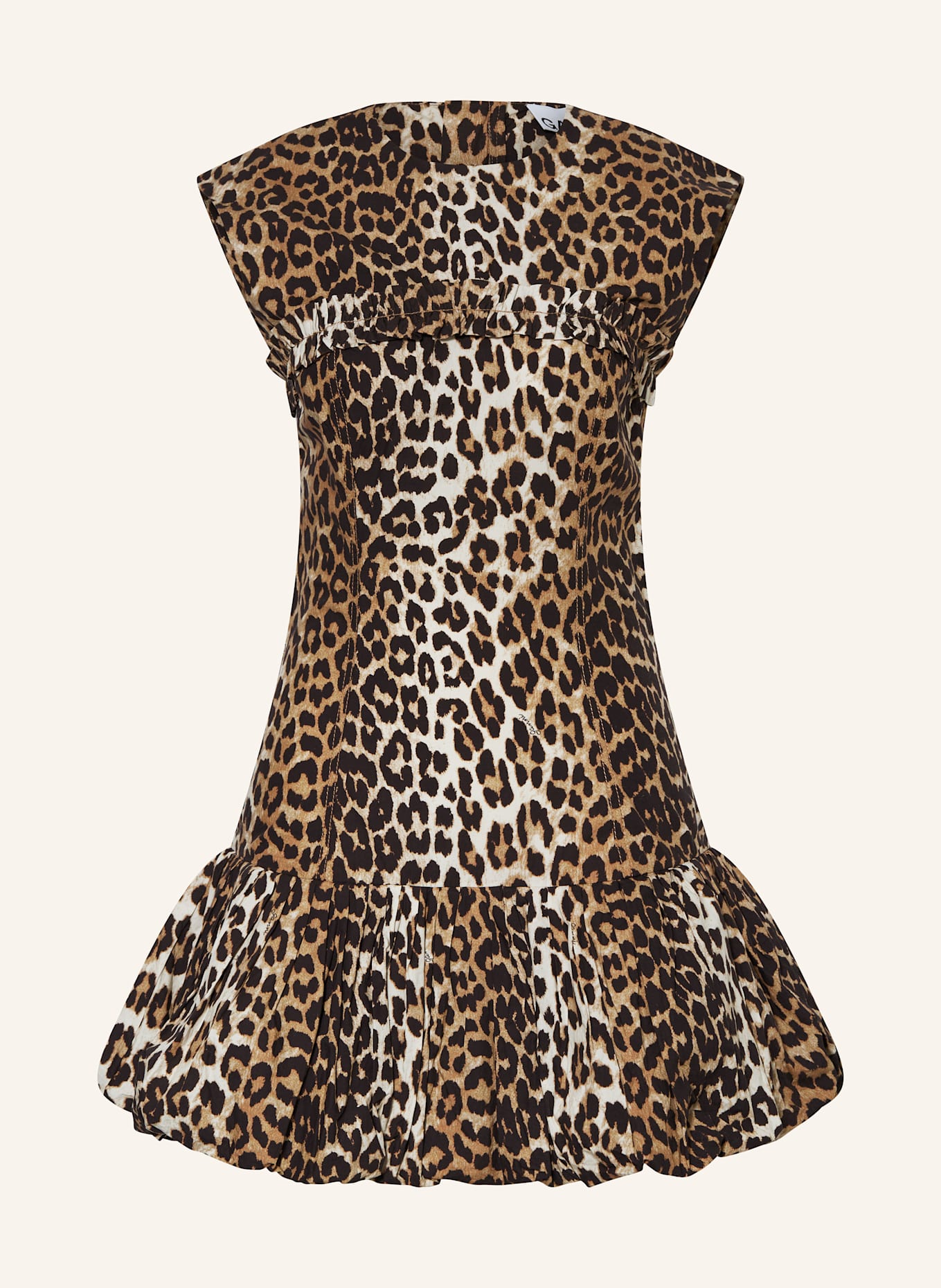 GANNI Kleid mit Rüschen: BRAUN / DUNKELBRAUN / BEIGE