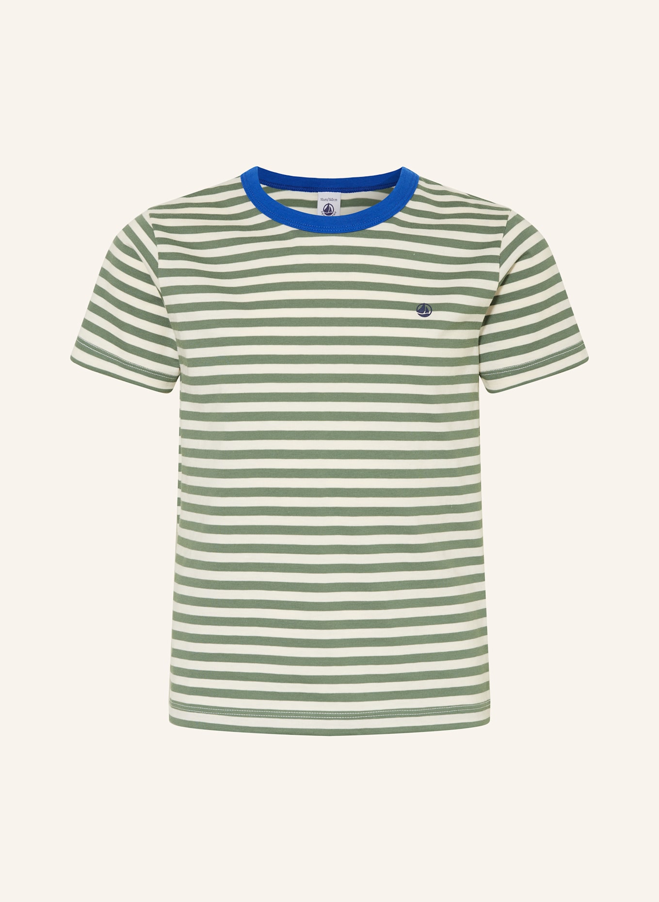 PETIT BATEAU T-Shirt: GRÜN / WEISS