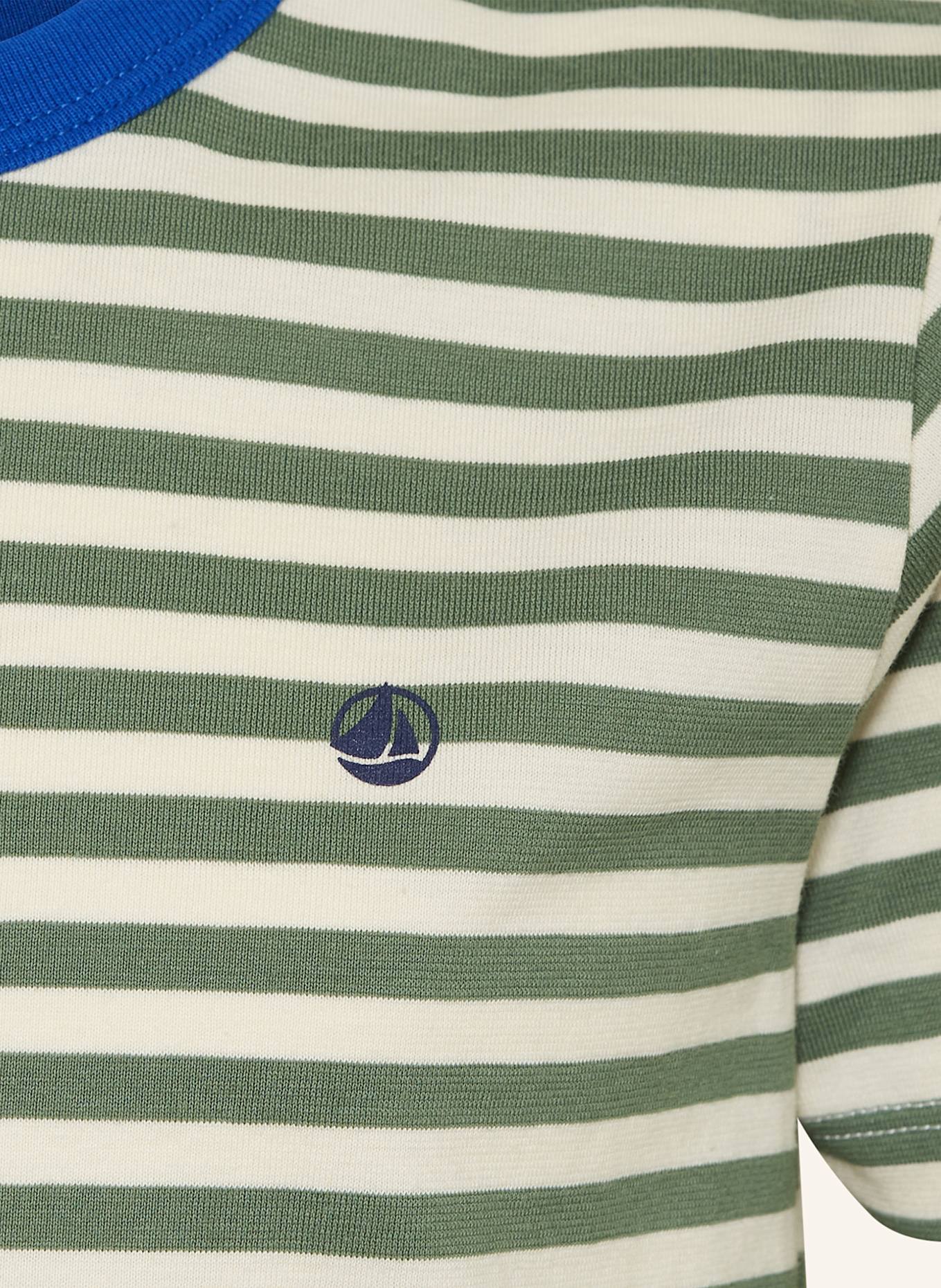 PETIT BATEAU T-Shirt: GRÜN / WEISS