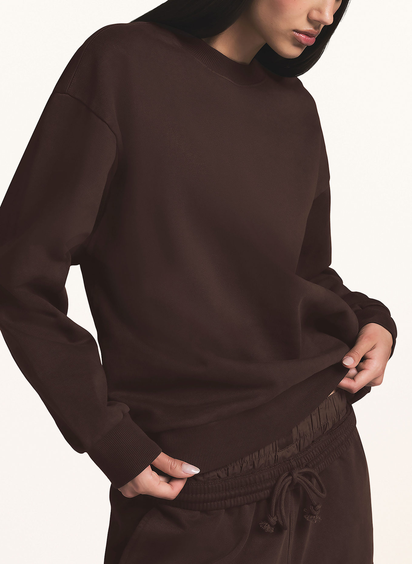 SKIMS Lounge-Sweatshirt BOYFRIEND FLEECE: ESPRESSO