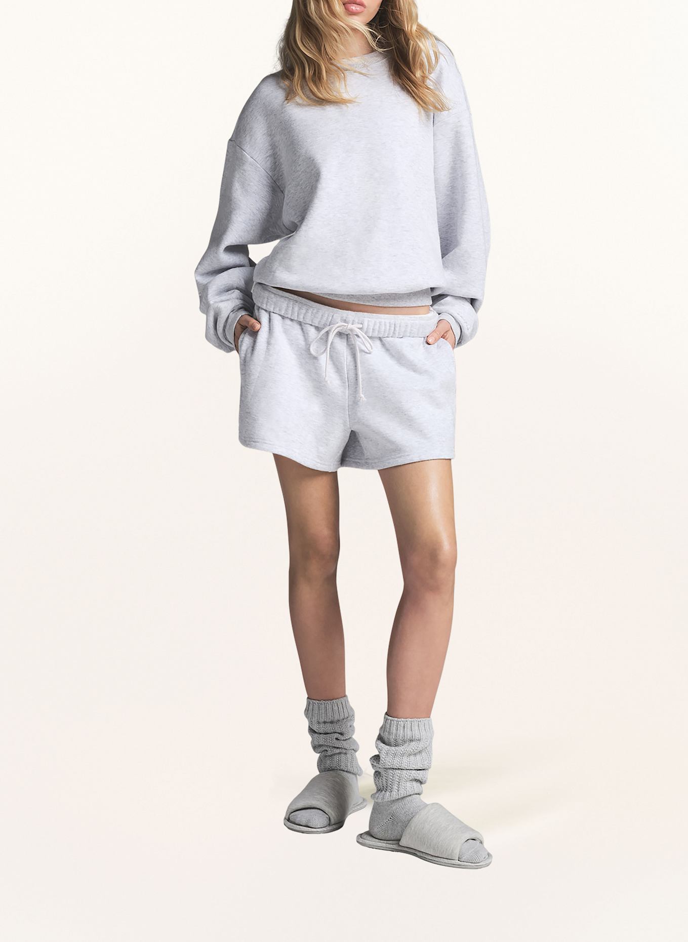SKIMS COTTON FLEECE lounge sweatshirt: LIGHT HEATHER GREY