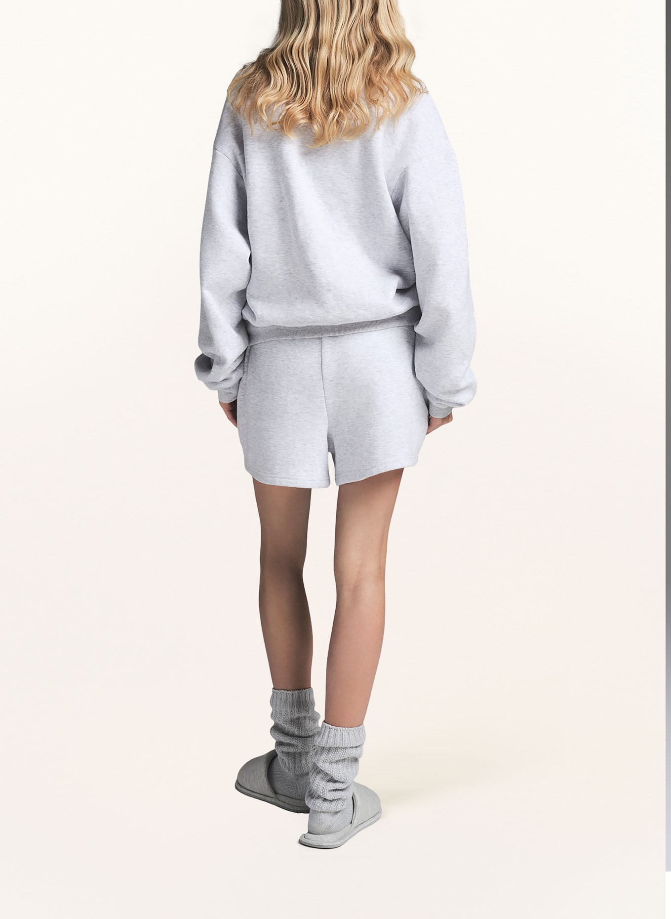 SKIMS COTTON FLEECE lounge sweatshirt: LIGHT HEATHER GREY