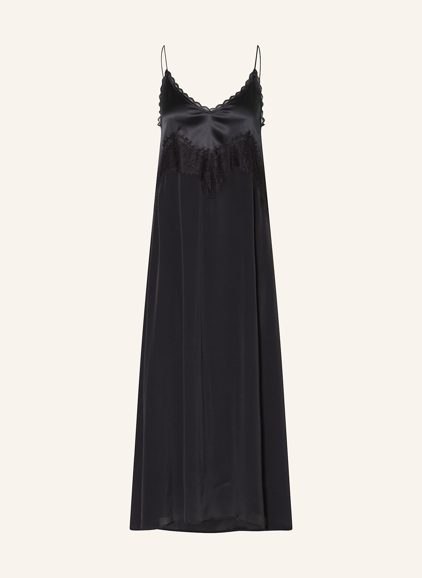 RIANI Kleid mit Seide und Spitze: SCHWARZ