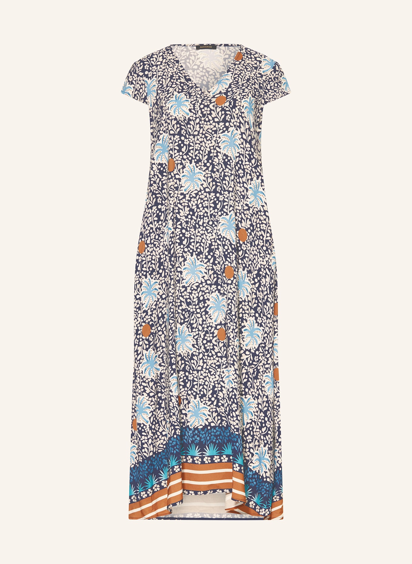 MORE & MORE Kleid: DUNKELBLAU / CREME / HELLBLAU