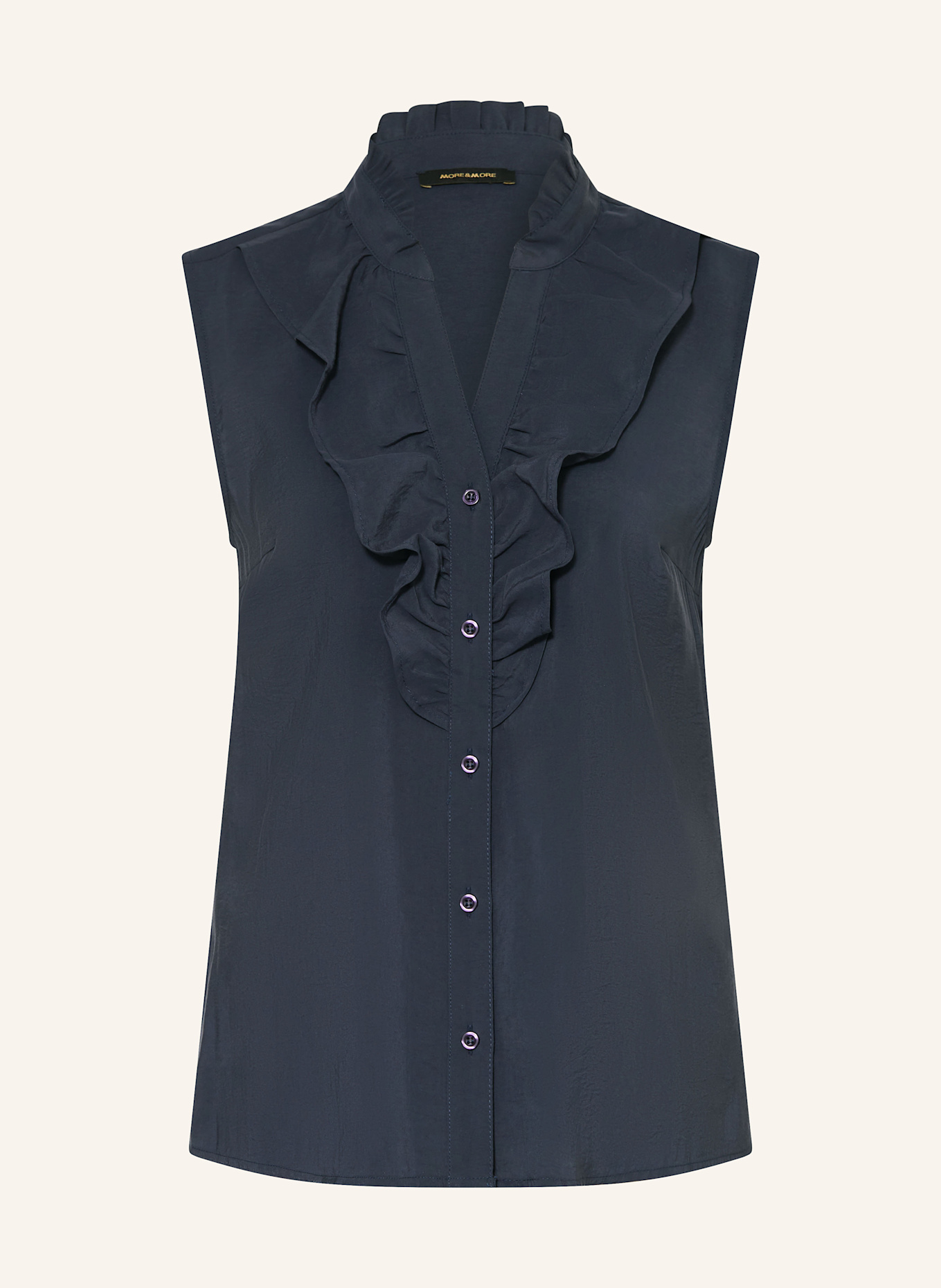 MORE & MORE Bluzka bez rękawów z falbankami: GRANATOWY