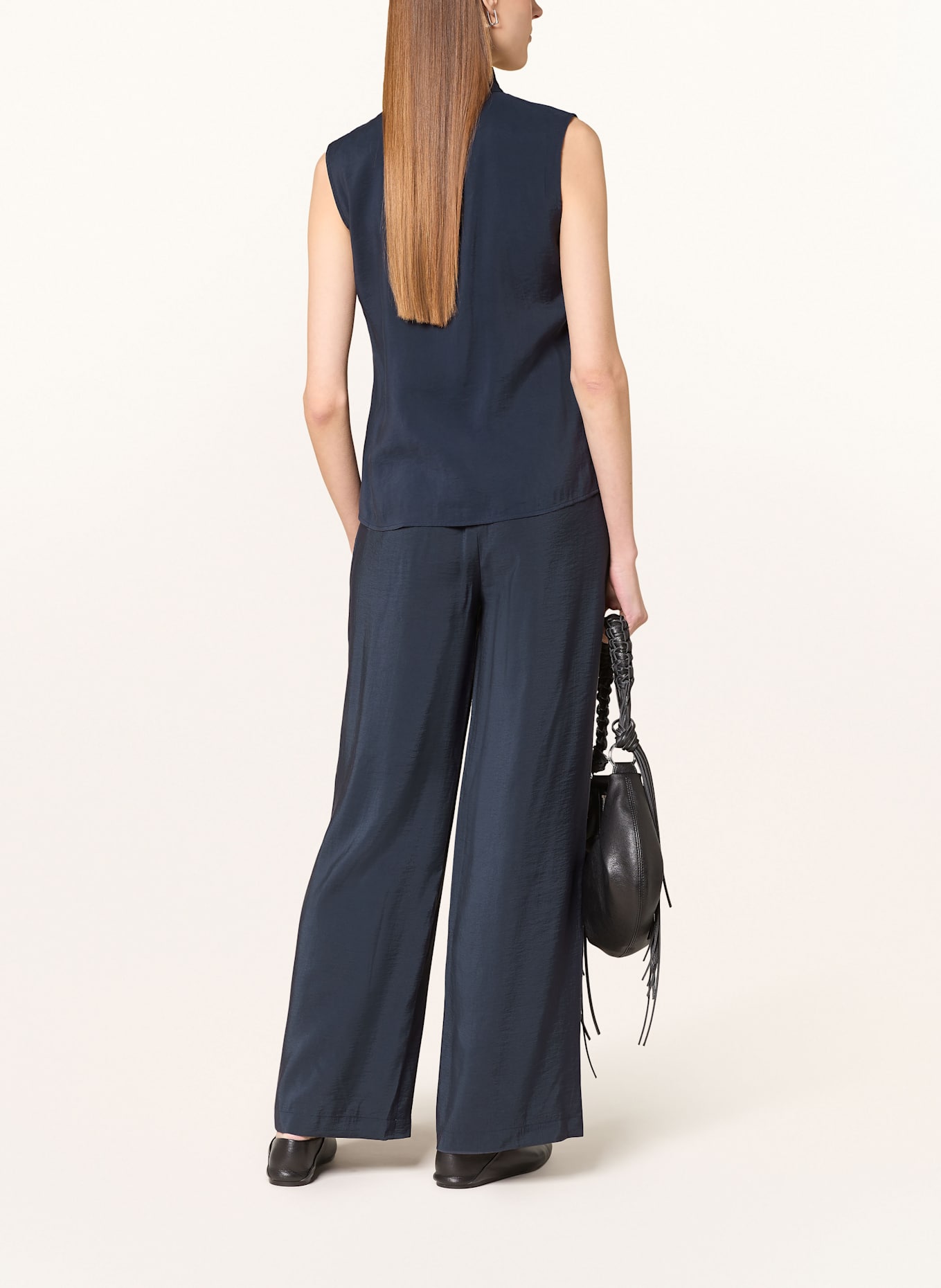 MORE & MORE Bluzka bez rękawów z falbankami: GRANATOWY