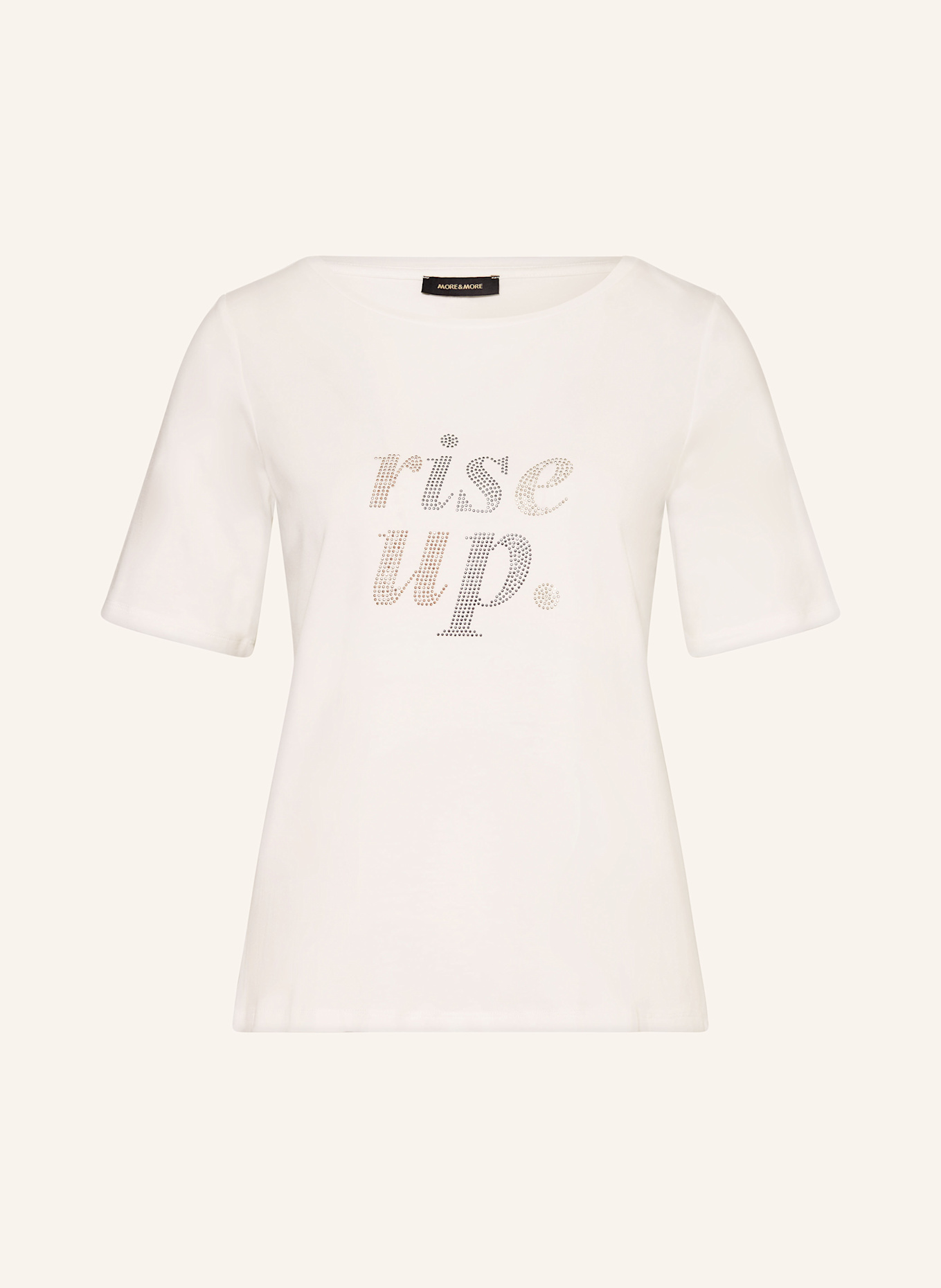 MORE & MORE T-shirt z obszyciem ozdobnymi kamykami: ECRU