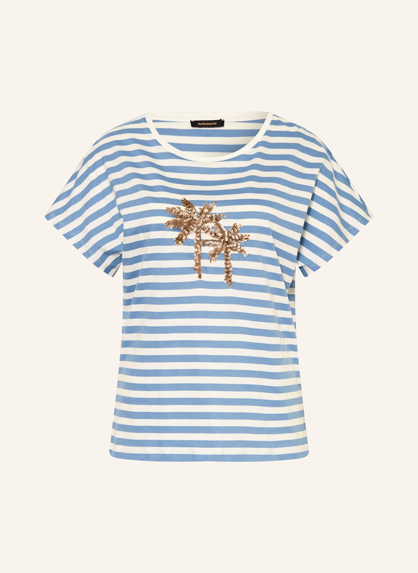 MORE & MORE T-shirt à paillettes: BLANC / BLEU GRIS