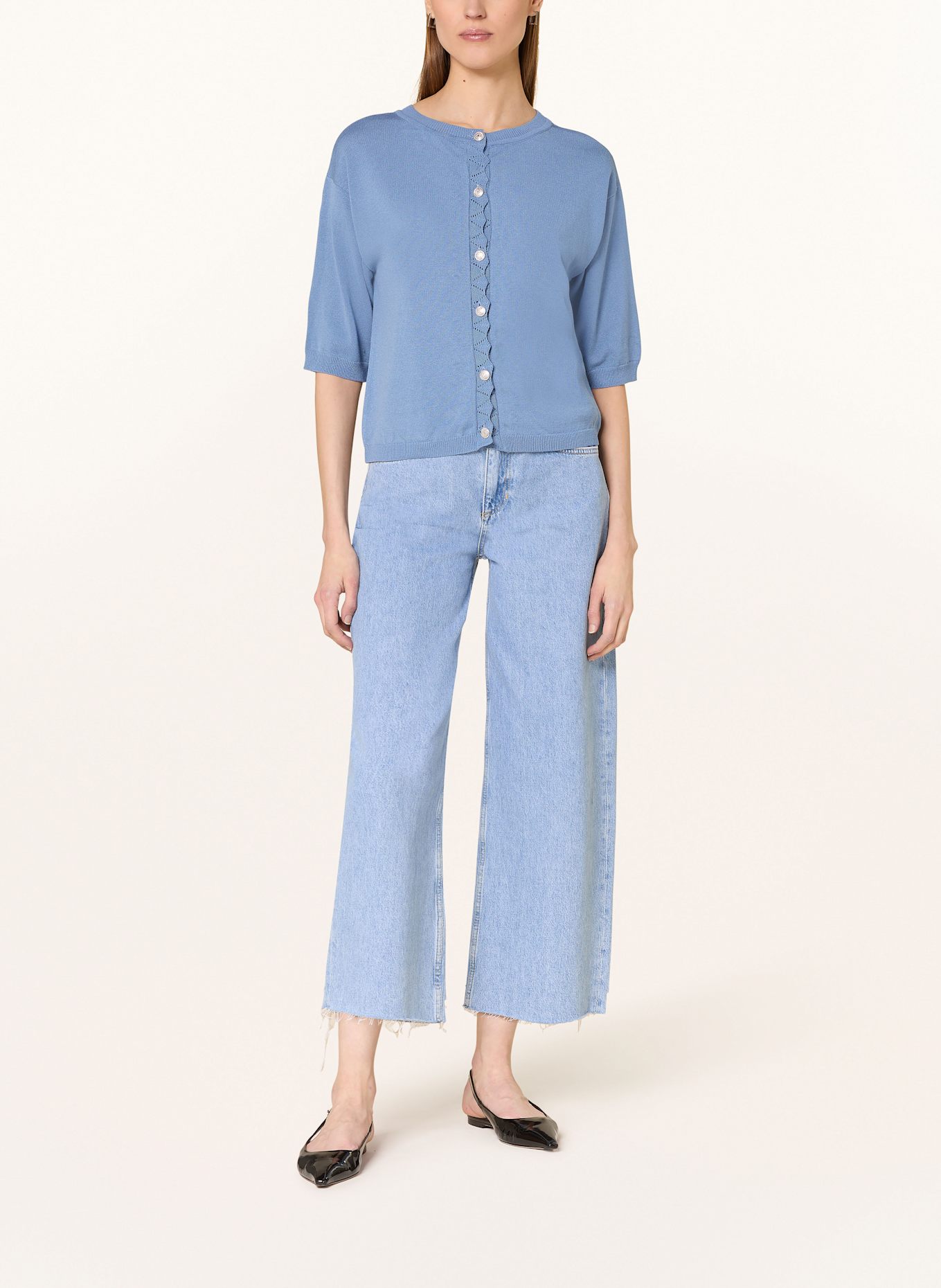 MORE & MORE Strickjacke mit 3/4-Arm: BLAUGRAU