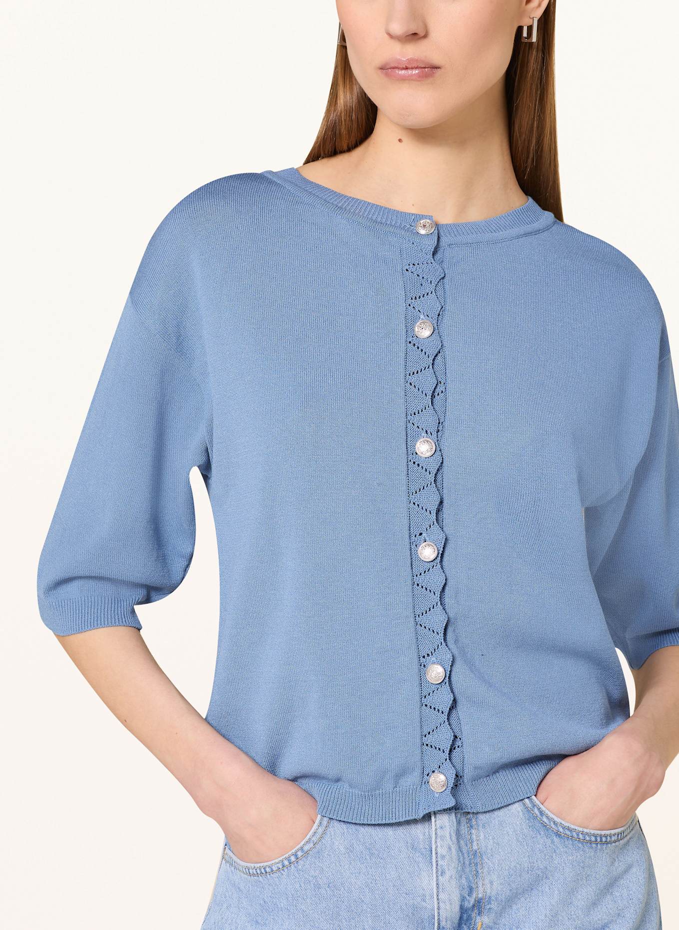 MORE & MORE Strickjacke mit 3/4-Arm: BLAUGRAU