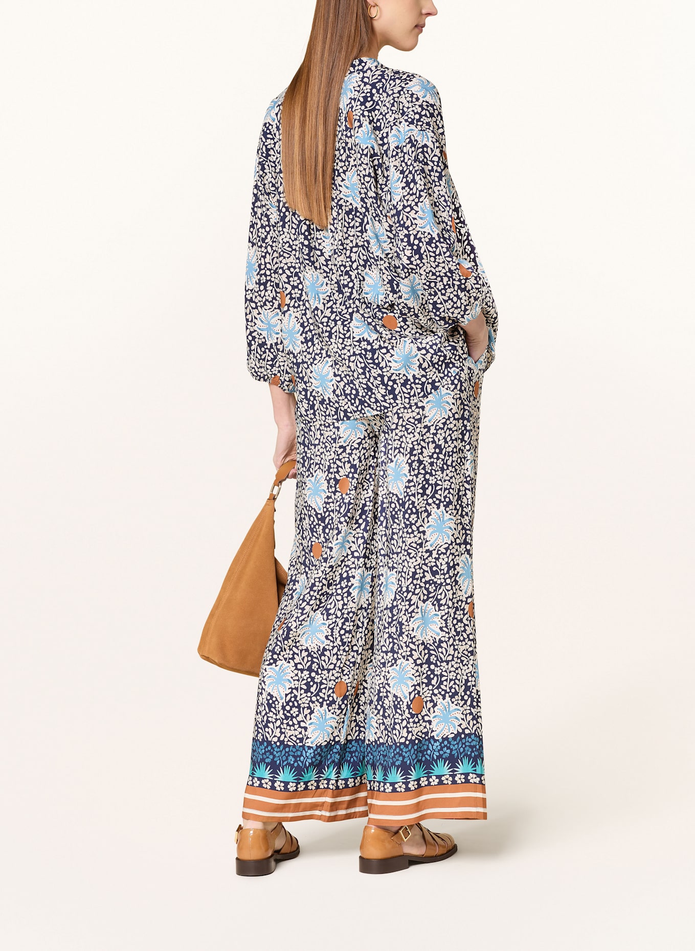 MORE & MORE Marlenehose: DUNKELBLAU / HELLBLAU / COGNAC