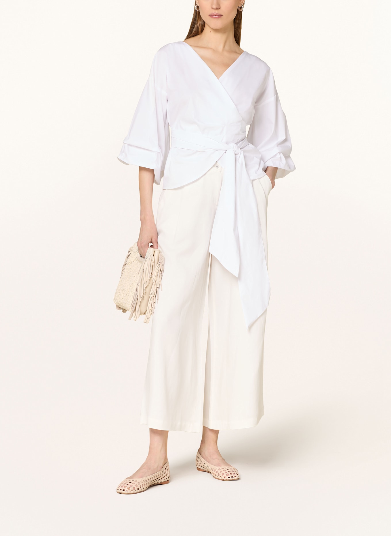 MORE Marlenehose mit Leinen: WEISS