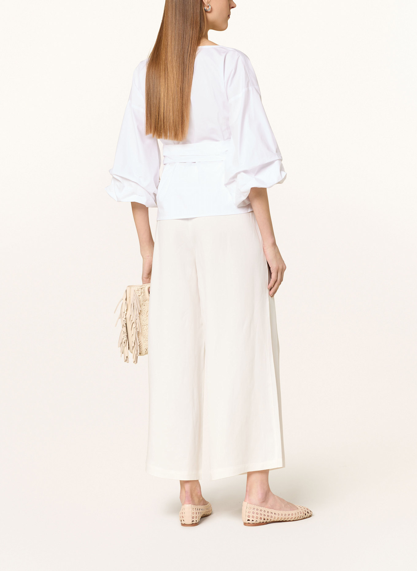 MORE Marlenehose mit Leinen: WEISS