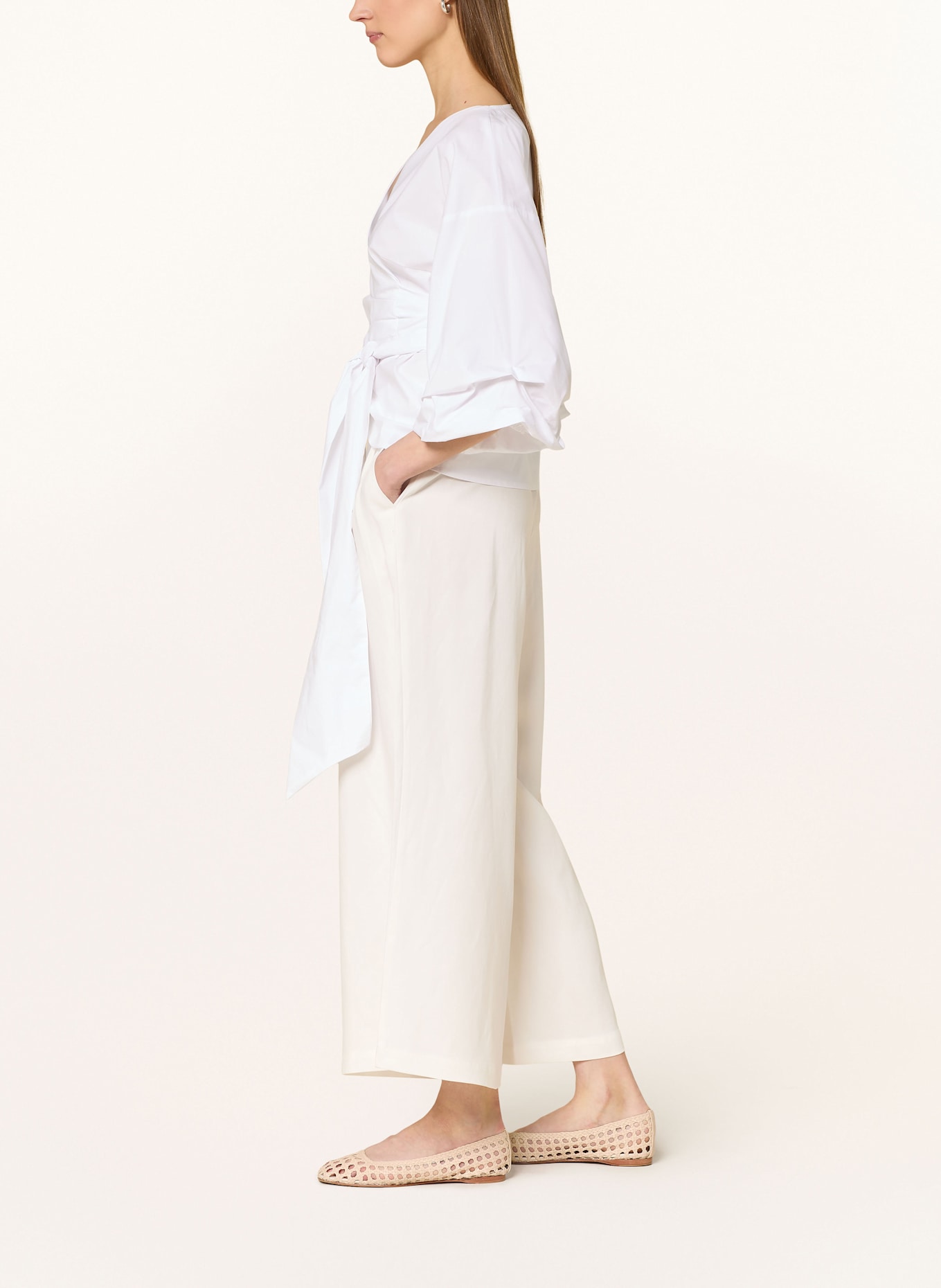 MORE Marlenehose mit Leinen: WEISS
