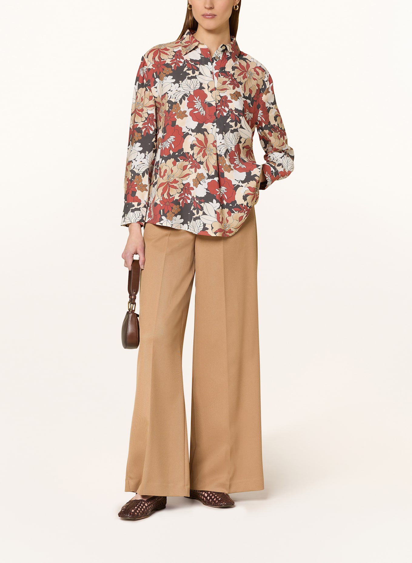 MORE Blusenshirt: DUNKELORANGE / DUNKELGRAU / CREME