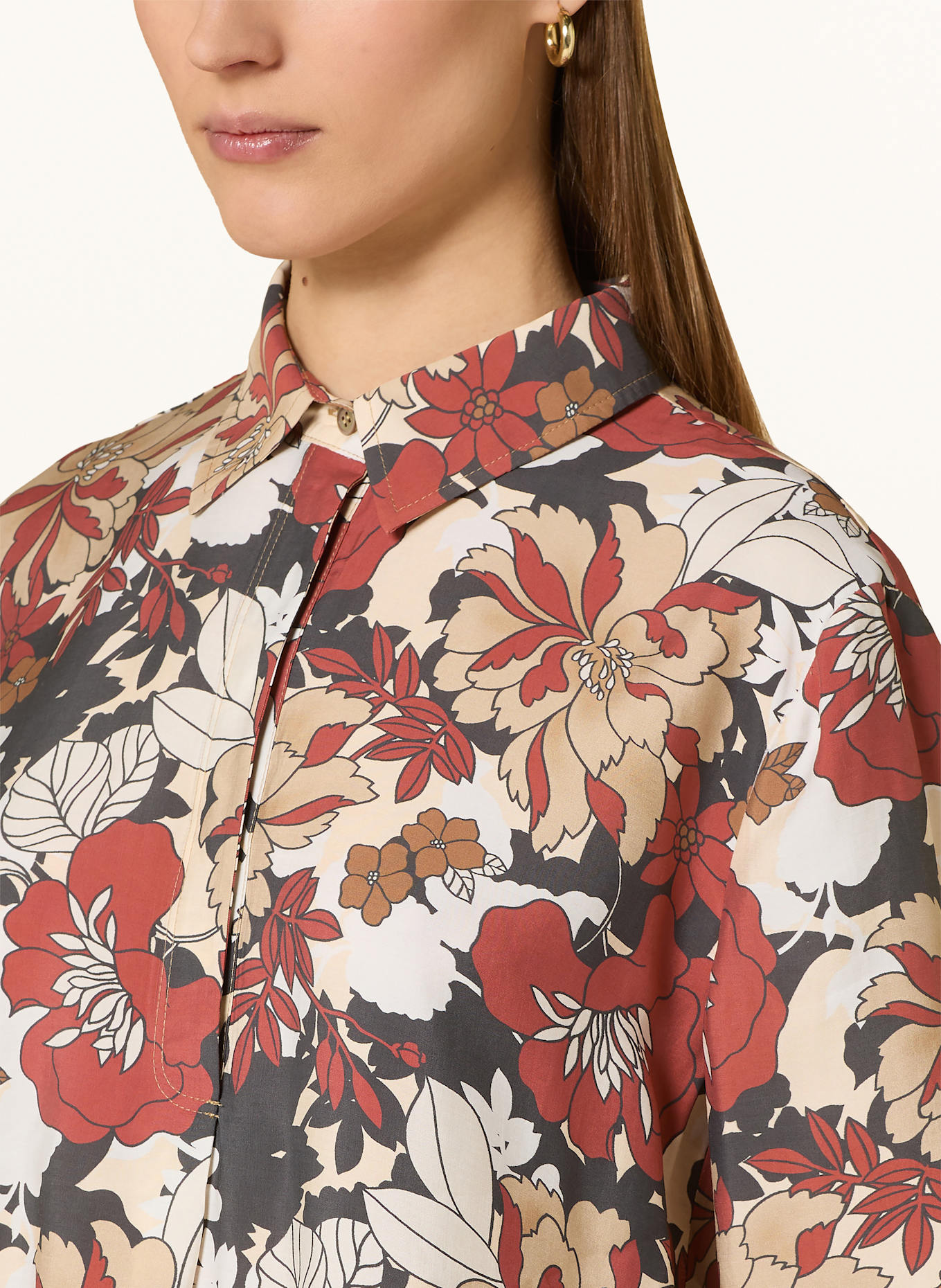 MORE Blusenshirt: DUNKELORANGE / DUNKELGRAU / CREME