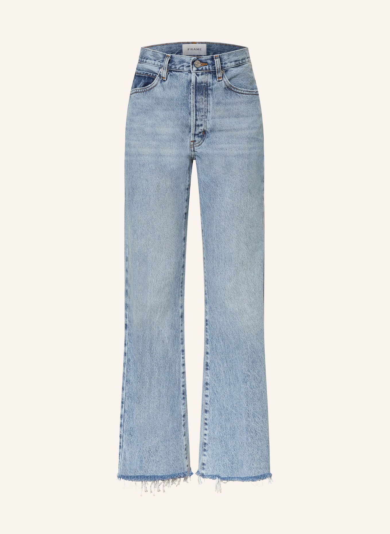 FRAME Flared jeans THE LAX: S shirred jacquard spot dress in cream
