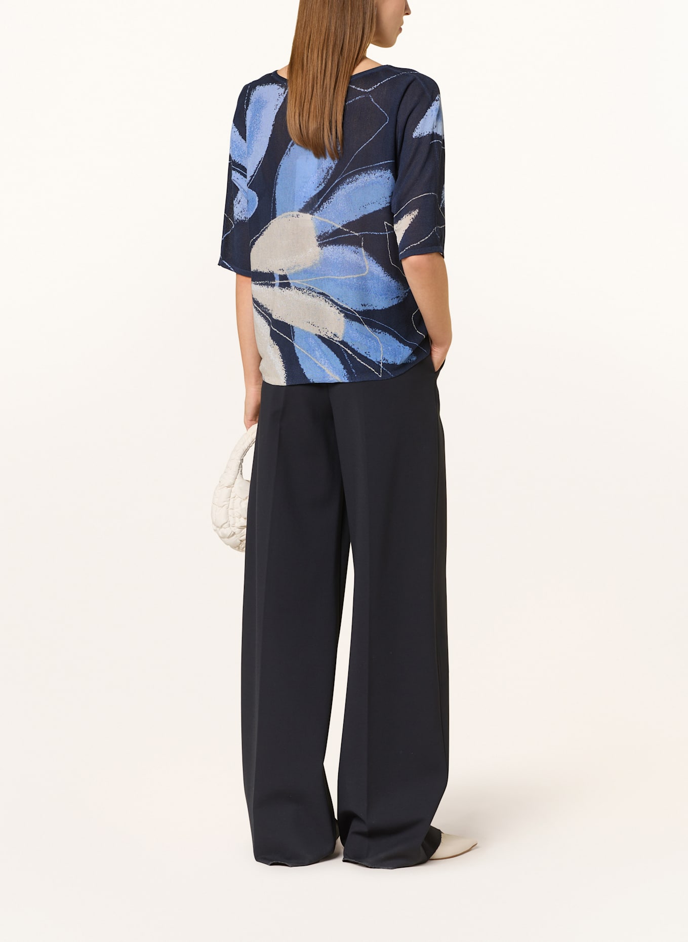 BETTY&CO Dzianinowa koszulka z rękawem 3/4: GRANATOWY/ JASNONIEBIESKI/ BEŻOWY