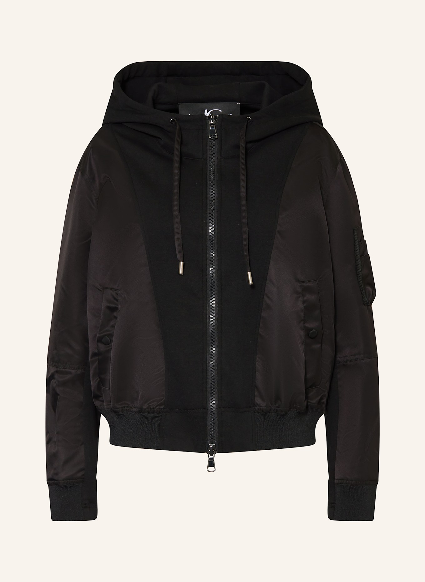 LUISA CERANO Bomber jacket in mixed materials: BLACK