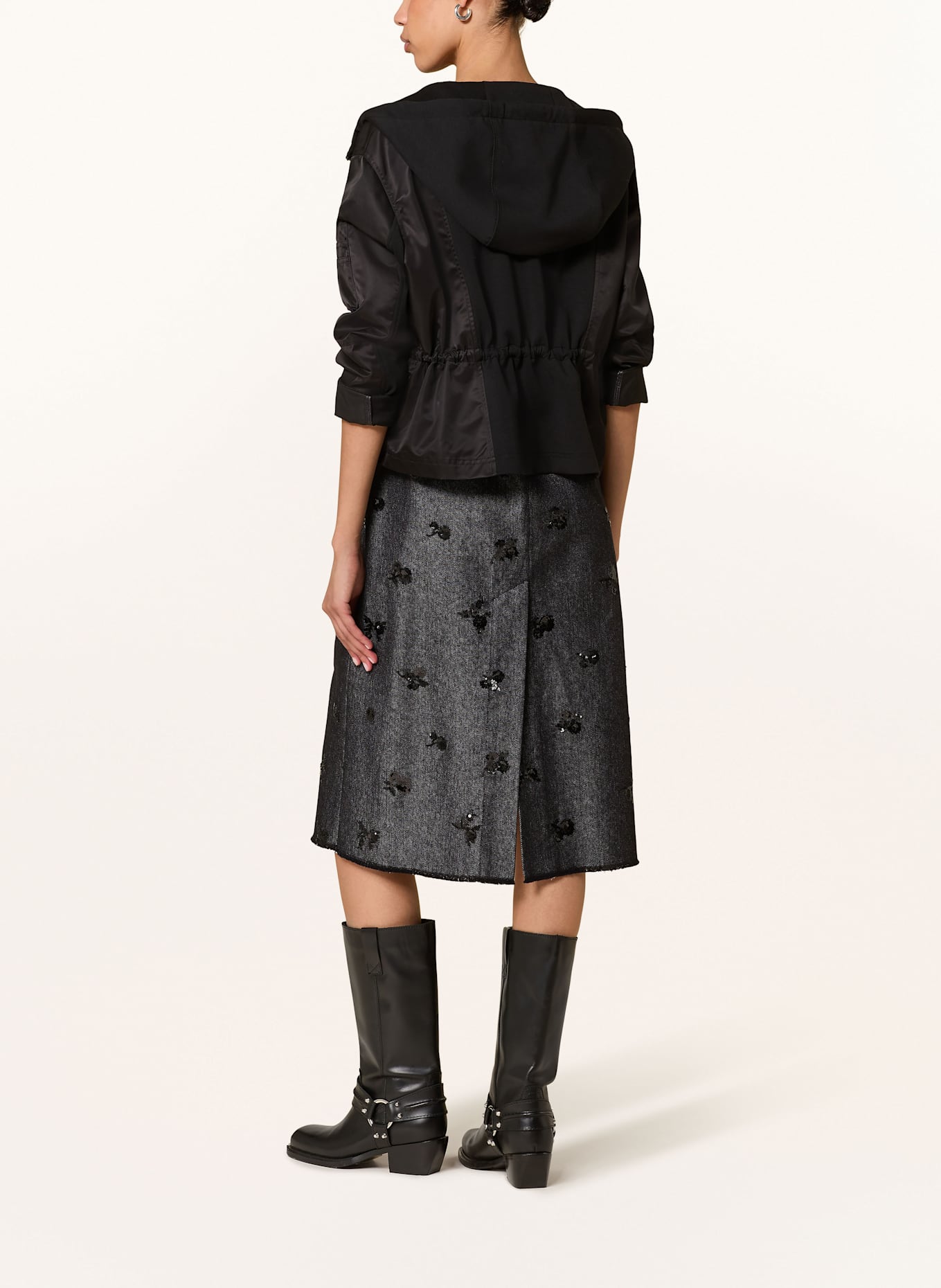 LUISA CERANO Bomber jacket in mixed materials: BLACK