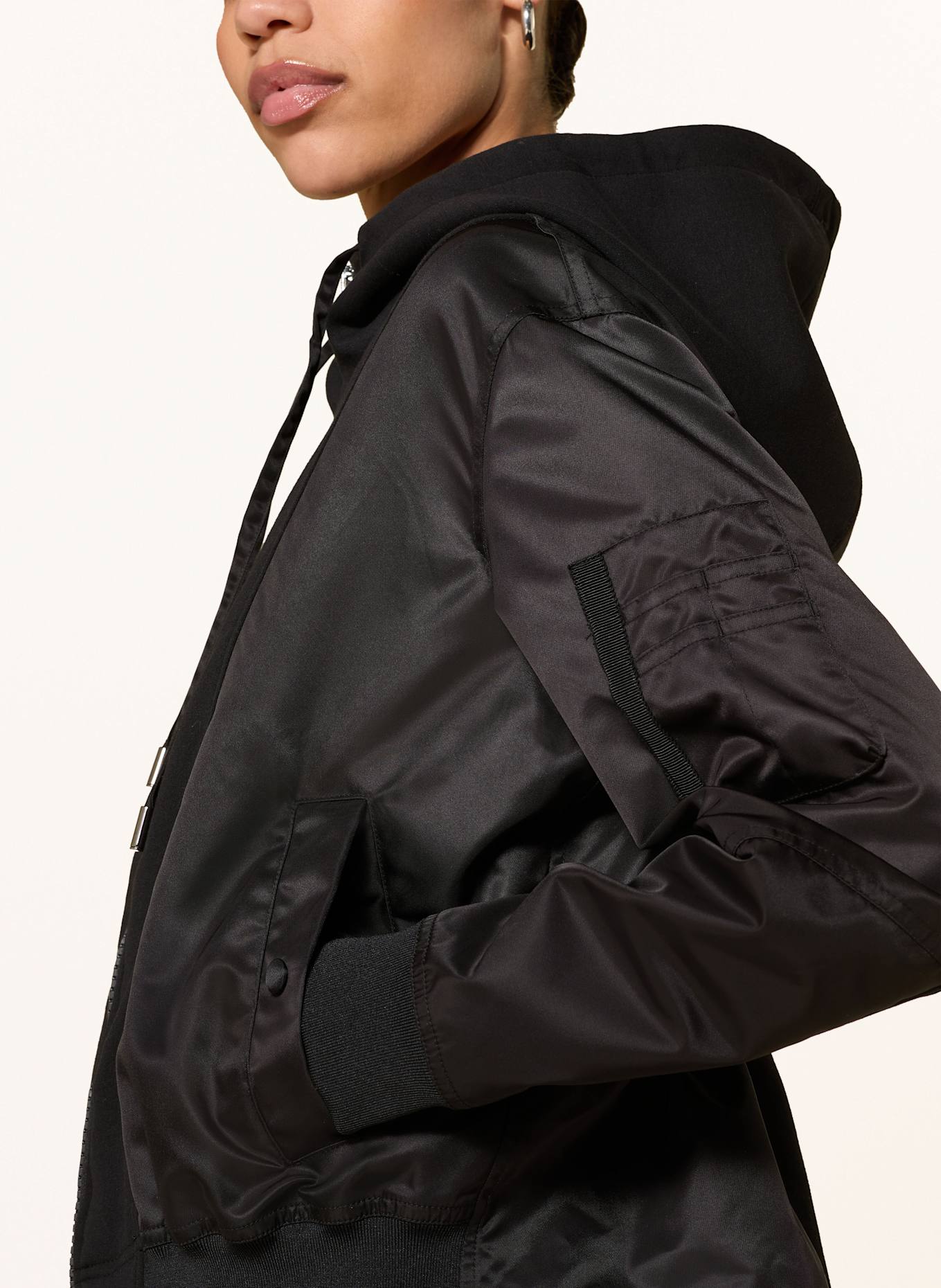 LUISA CERANO Bomber jacket in mixed materials: BLACK