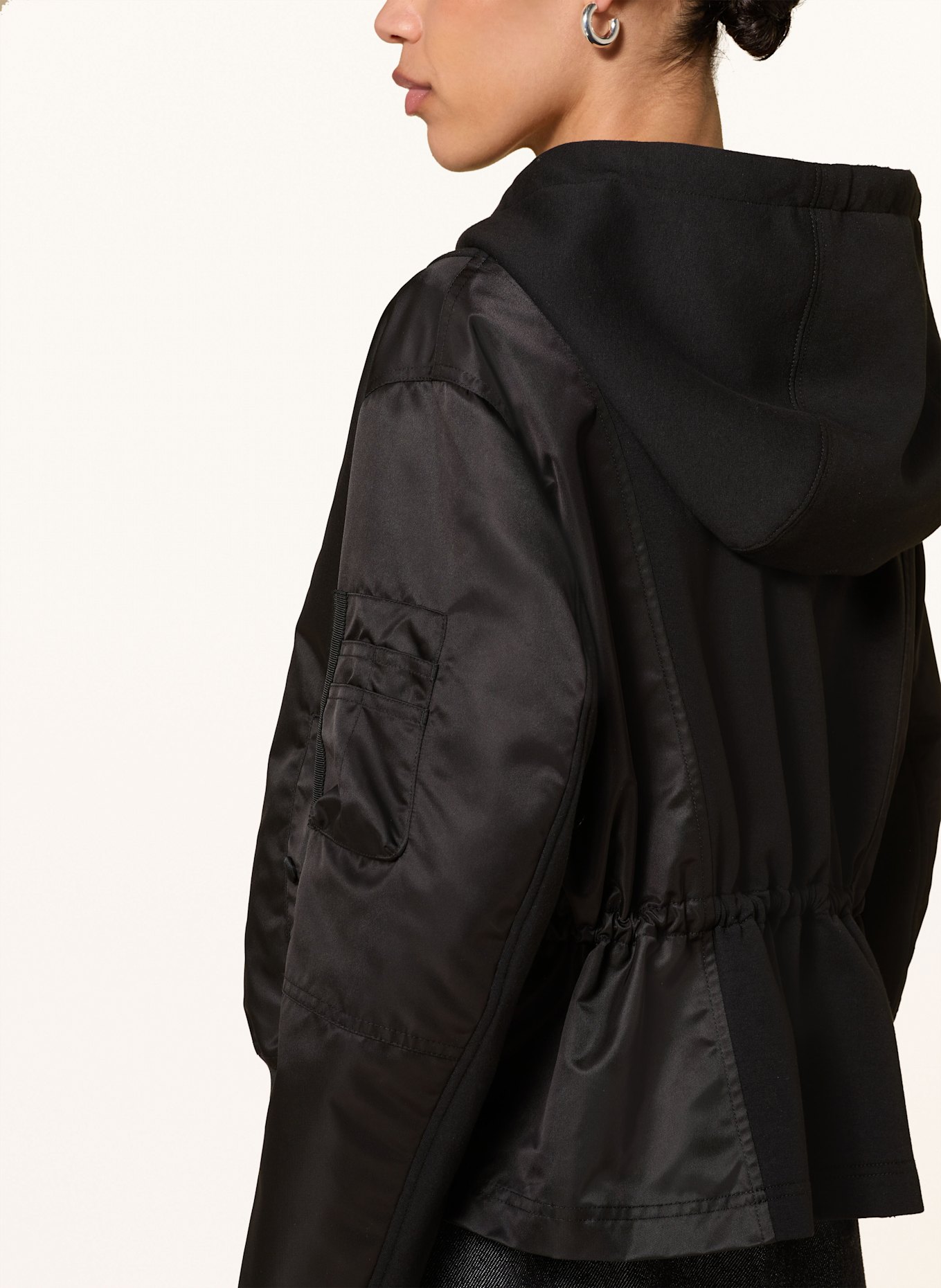 LUISA CERANO Bomber jacket in mixed materials: BLACK