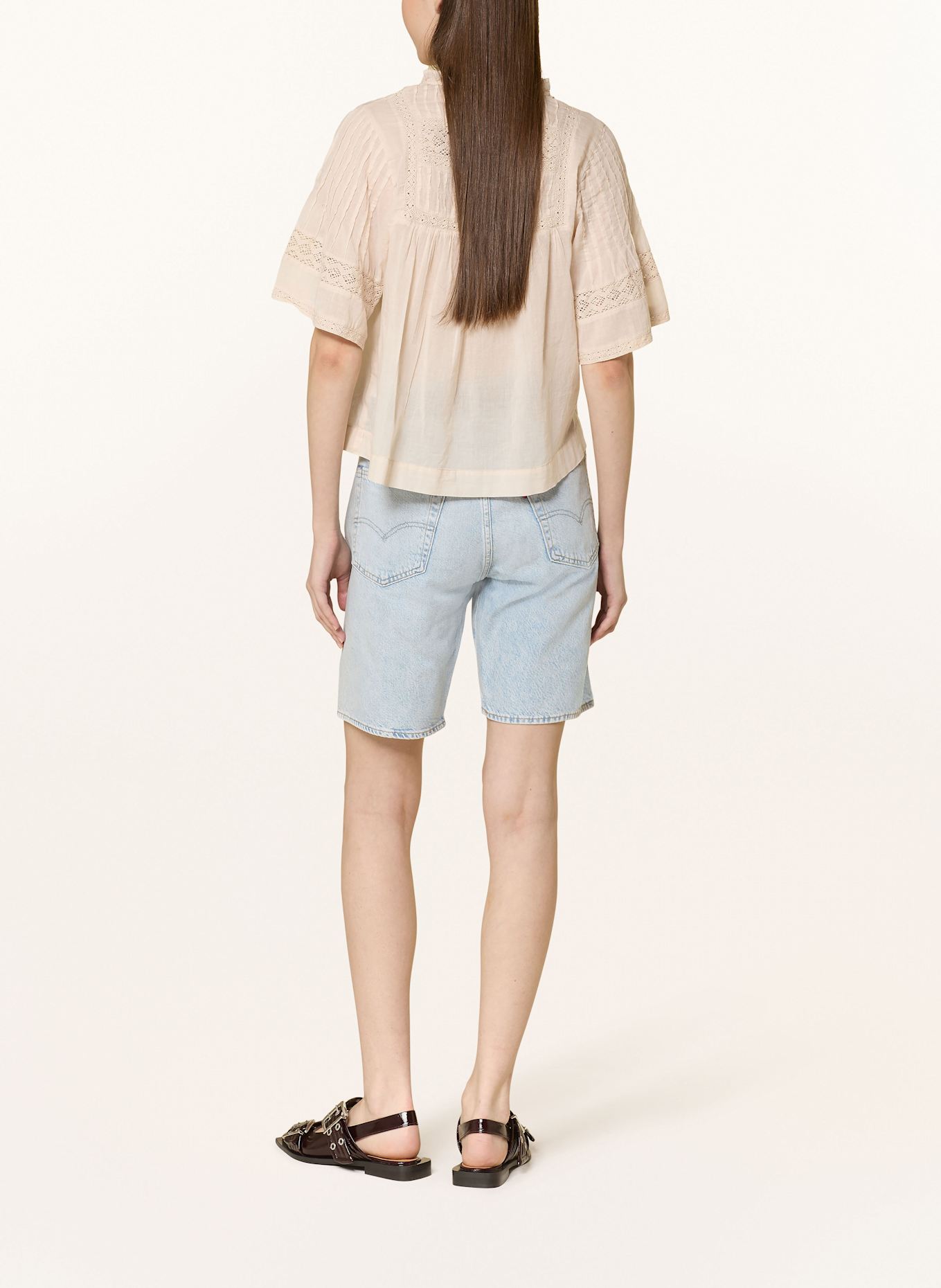 NEO NOIR SIAMA shirt blouse with lace: BEIGE