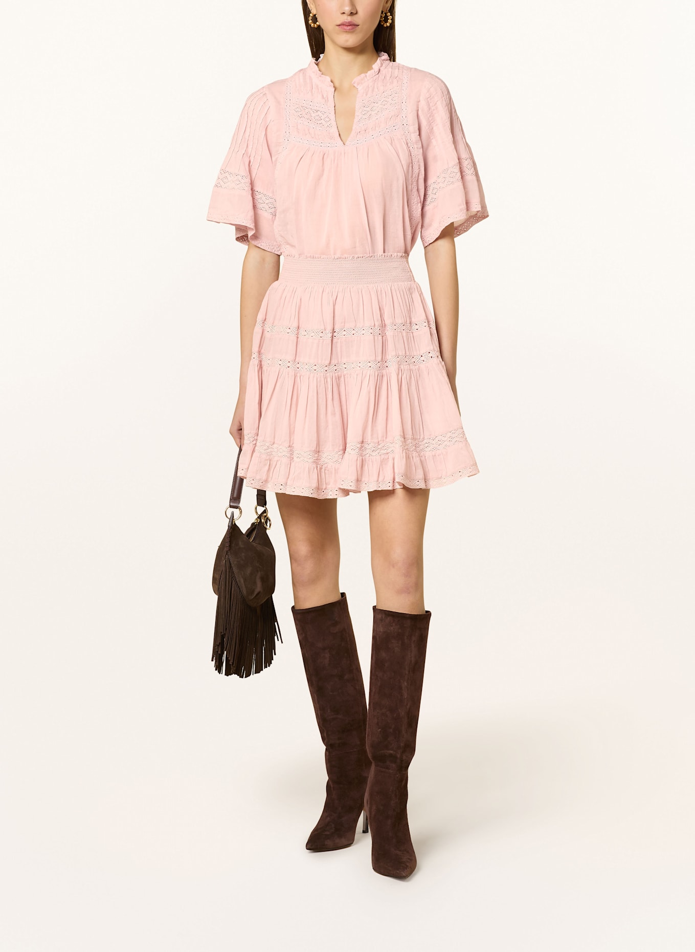 NEO NOIR Blusenshirt SIAMA mit Spitze: ROSÉ