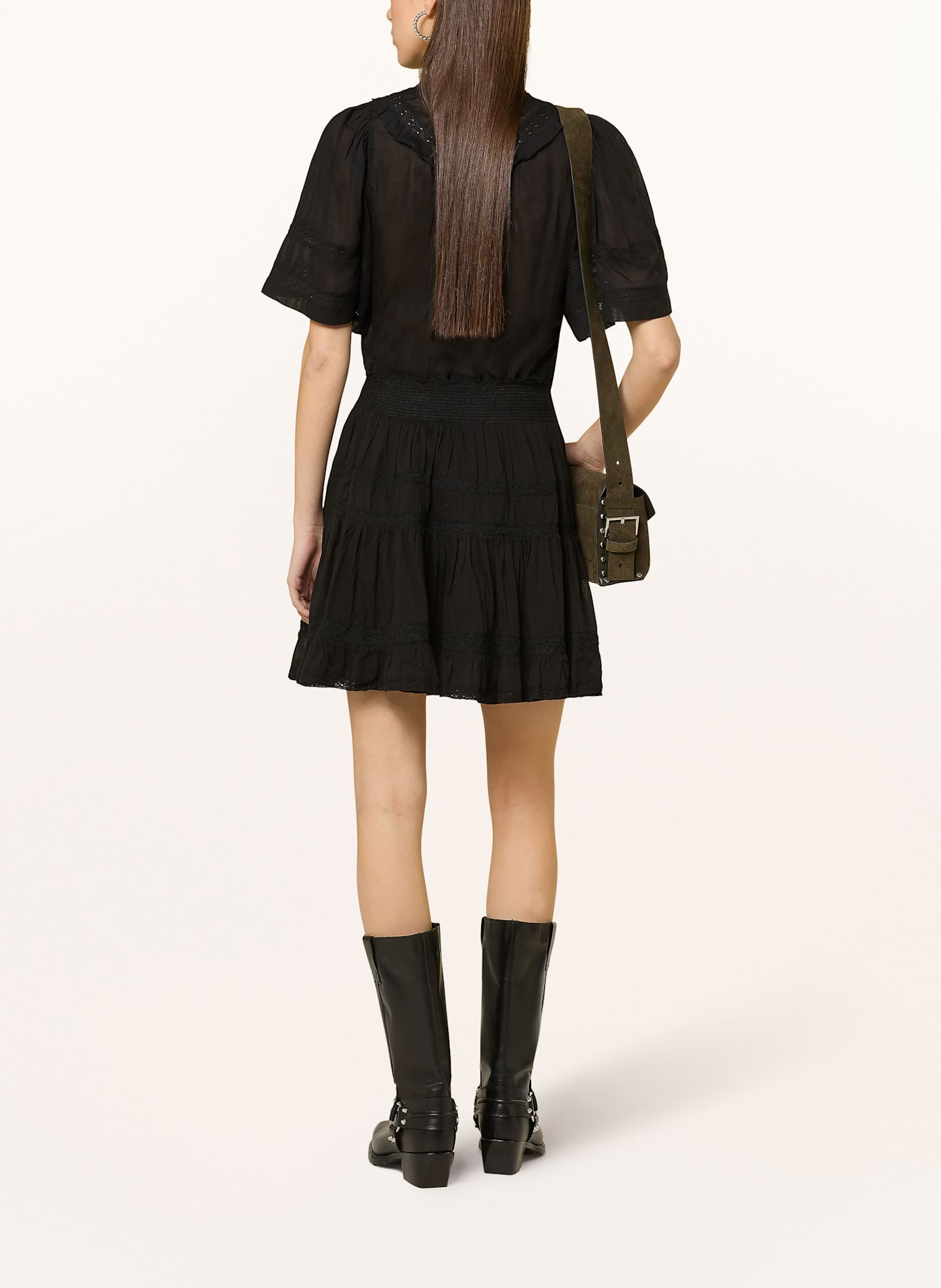 NEO NOIR Blusenshirt EVIENNE mit Rüschen: SCHWARZ