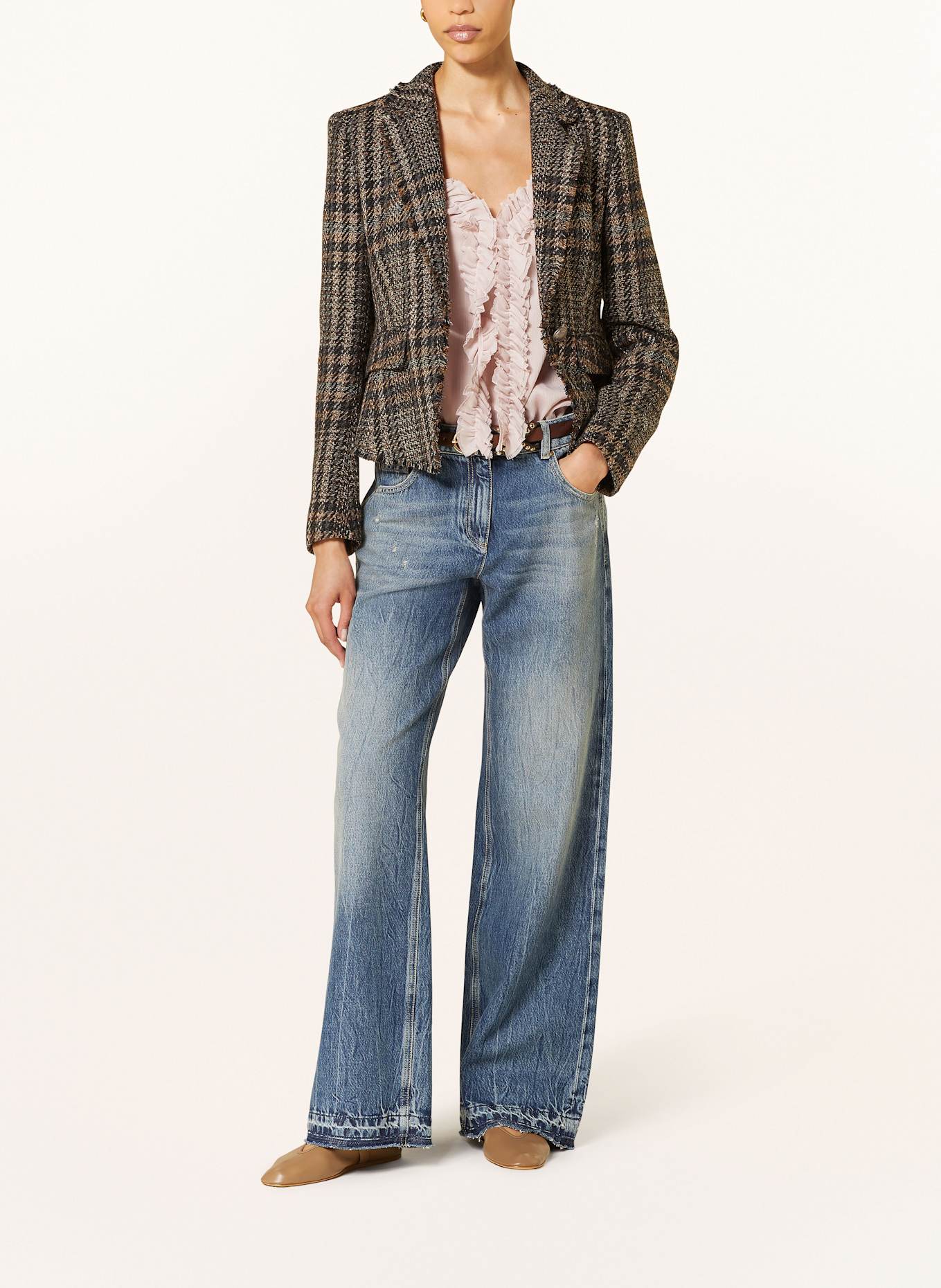 LUISA CERANO Wide Leg Jeans: 254 stone
