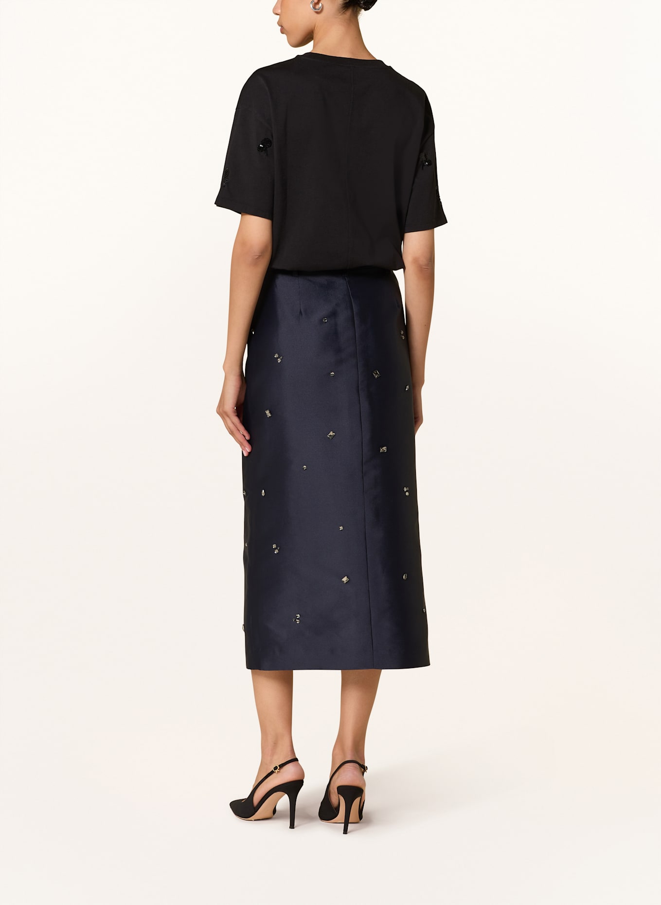 LUISA CERANO Rock mit Schmucksteinen: DUNKELBLAU