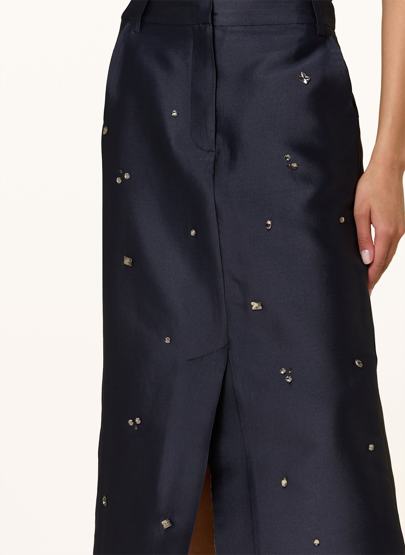 LUISA CERANO Rock mit Schmucksteinen: DUNKELBLAU