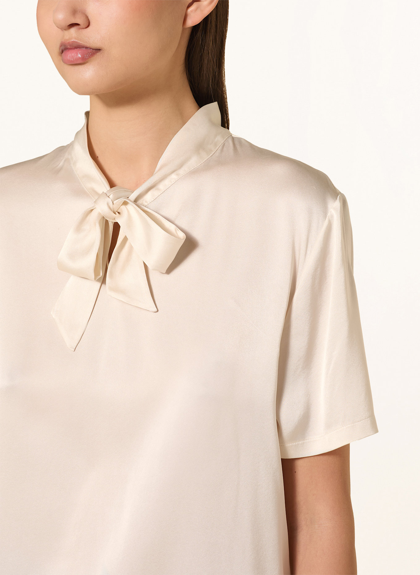 MARC CAIN Schluppenbluse im Materialmix: 112 bright ecru