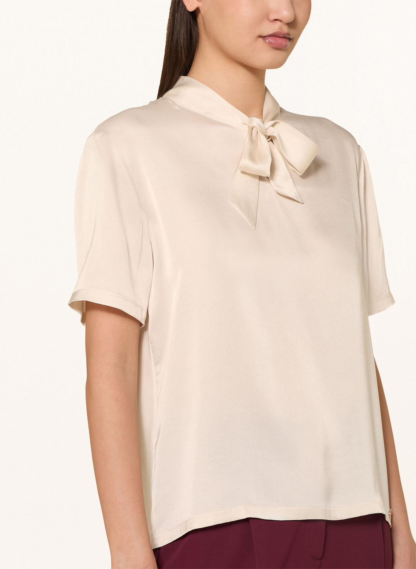 MARC CAIN Schluppenbluse im Materialmix: 112 bright ecru